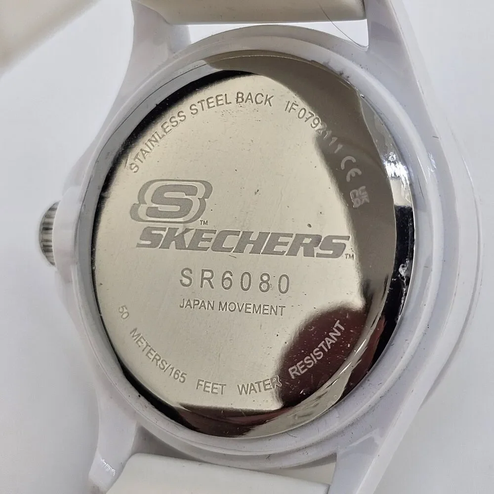 Sketchers Women's Watch‎ 40MM White Dial White Plastic Bands New Battery